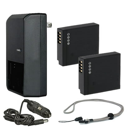 Panasonic Lumix DMC-GM5 High Capacity Intelligent Batteries (2 Units) + AC/DC Travel Charger + Neck Strap