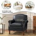 thumbnail image 5 of Vegan Leather Armchair Living Room Home Office Lounge Single Sofa Nailhead Rolled Arms Accent Chair Adult Navy, 5 of 7