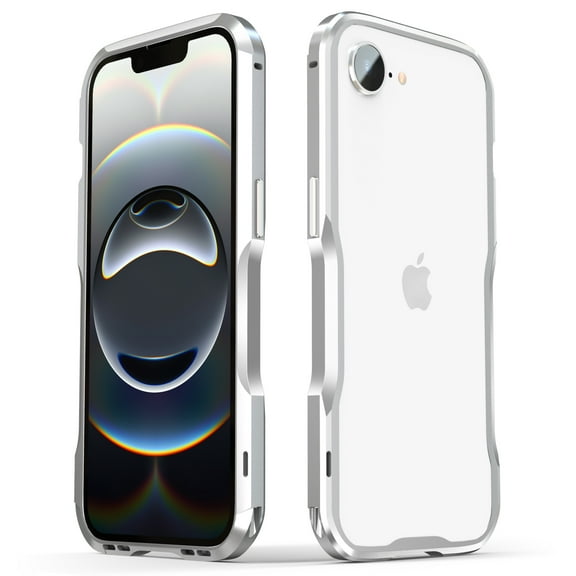 Aluminum Frame Metal Bumper Frame Slim Hard Case Cover for iPhone 16e, Metal Frame Armor Bumper, Raised Edge Protection for iPhone 16e,Silver