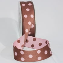 The Ribbon People Pink and Brown Polka Dot Craft Ribbon 1.5" x 27 Yards