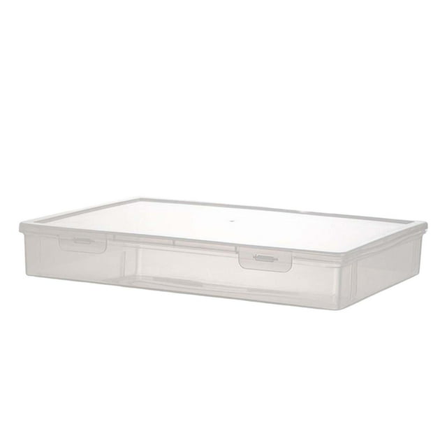 Rongfmy File Container Box Clear with Cover Storage Durable Supplies Organizer Dustproof S