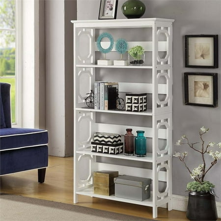 Convenience Concepts Omega Four-Shelf Bookcase in White Wood Finish