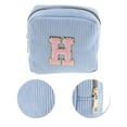 thumbnail image 4 of Unique Bargains 1 Pc Letter H Pattern Makeup Bag for Travel Blue Corduroy, 4 of 6