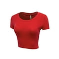 thumbnail image 3 of Women's Casual Slim Fit Short Sleeve Crew Neck Basic Crop Top T Shirts, 3 of 5