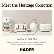 Haden Coffee Machine, 12 Cup Programmable Coffee Maker, Ivory & Copper