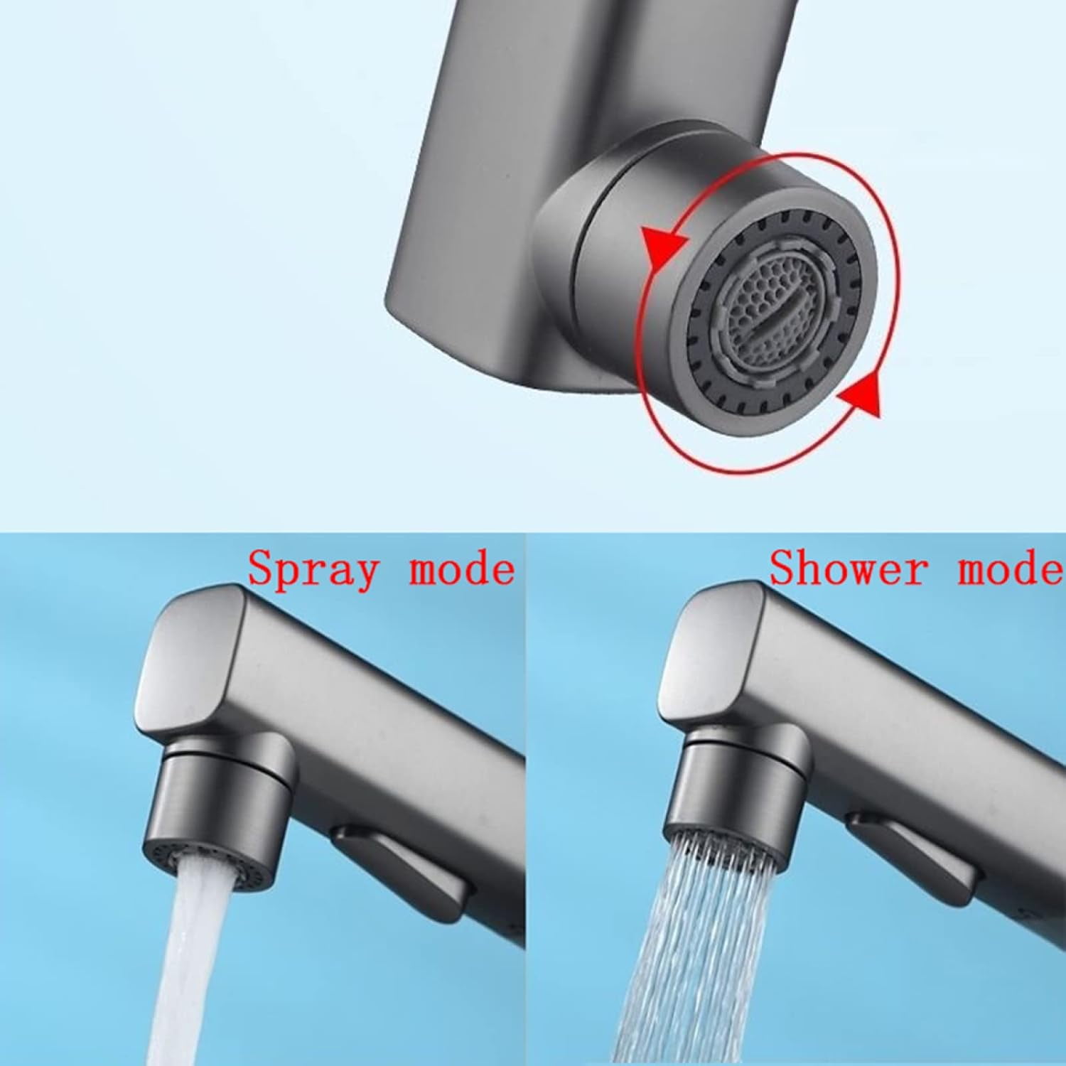 Pull Out Bathroom Faucet,Single Hole Bathroom Sink Faucet with 3 Modes Pull Down Sprayer Basin Tap,Brass Single Handle Bathroom Basin Faucet for Hot and Cold Water,Black