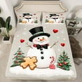 thumbnail image 2 of Manfei Cute Snowman Full Size Sheets,Merry Christmas Bed Sheets,White Gray Sheet Sets For Girls Kids,Ultra Soft Home Decor,4 Pieces, 2 of 7