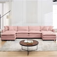 thumbnail image 4 of Liangfu Modular Sectional Sofa with Movable Ottoman - Premium Chenille Fabric, Convertible U-Shaped Couch Chaise for Living Room, 300 lbs Capacity Pink, 4 of 8