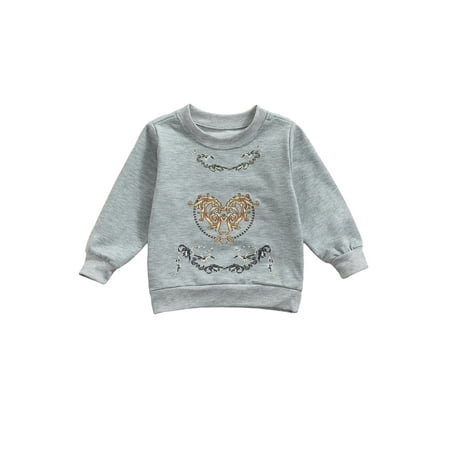 

IZhansean Toddler Baby Boy Girl Letter Sweatshirt Kids Long Sleeve Pullover Tops Shirts Fall Winter Casual Clothes Gray 1-2 Years