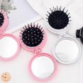 thumbnail image 3 of Folding Hair Brush With Mirror,round Mini Compact Massage Comb For Purse/pocket,travel Size For Girls And Women, 3 of 5
