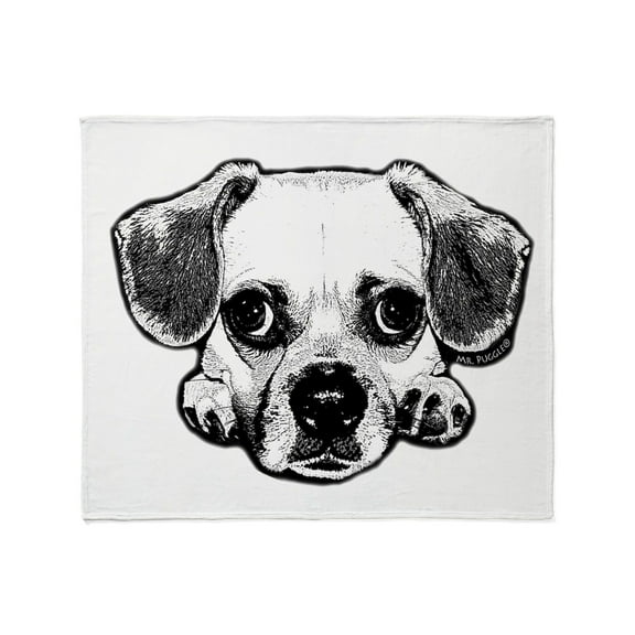 CafePress - Black & White Puggle Throw Blanket - Soft Fleece Throw Blanket, 50"x60" for All Ages