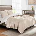 thumbnail image 4 of Exclusivo Mezcla Queen Quilt Set, 3-Piece Lightweight Queen Quilts Soft Bedspreads Bed Coverlets, Brich Beige, 90"x96", 4 of 8