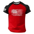 thumbnail image 2 of Caqnni American Flag T-Shirts for Mens Patriotic Shirt USA Flag Stars Print T-Shirt 4th of July Tee Tops Shirts for Men (Z02-Red,L), 2 of 4