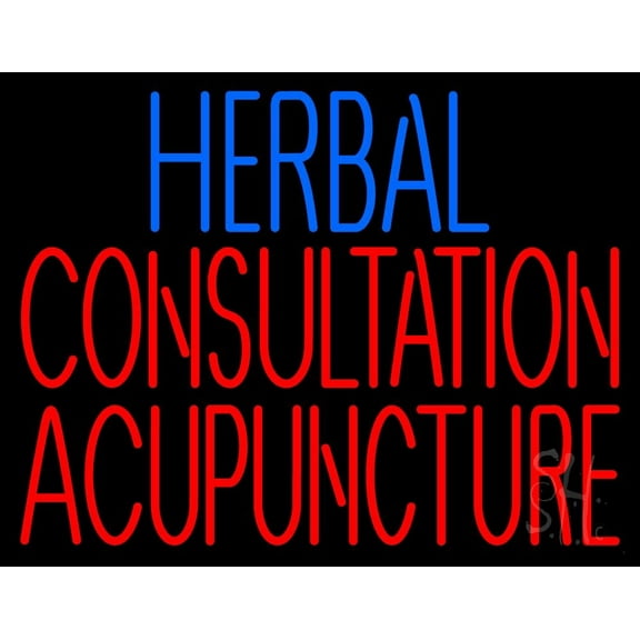 Herbal Consultation Acupuncture LED Neon Sign 24 x 31 - inches, Black Square Cut Acrylic Backing, with Dimmer - Bright and Premium built indoor LED Neon Sign for Defence Force.