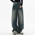 thumbnail image 5 of Baggy Jeans for Women Casual Wide Leg Pants Y2K High Street Low Rise Jeans Vintage Distressed Denim Pants Streetwear Hiphop, 5 of 6