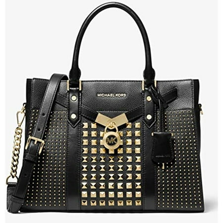 Michael Kors Nouveau Hamilton Ladies Large Black Leather Satchel Bag 30H9G0HS3Y001