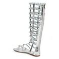thumbnail image 3 of Bumper DF68 Women Metallic Open Toe Studded Knee High Gladiator Sandal, 3 of 5