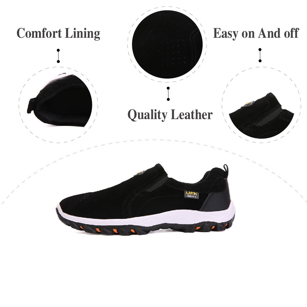 Mens Hiking Mountaineering Shoes Outdoor Breathable Trekking Sneakers Lightweight Comfortable Non-slip Casual Shoes Black 10.5 US