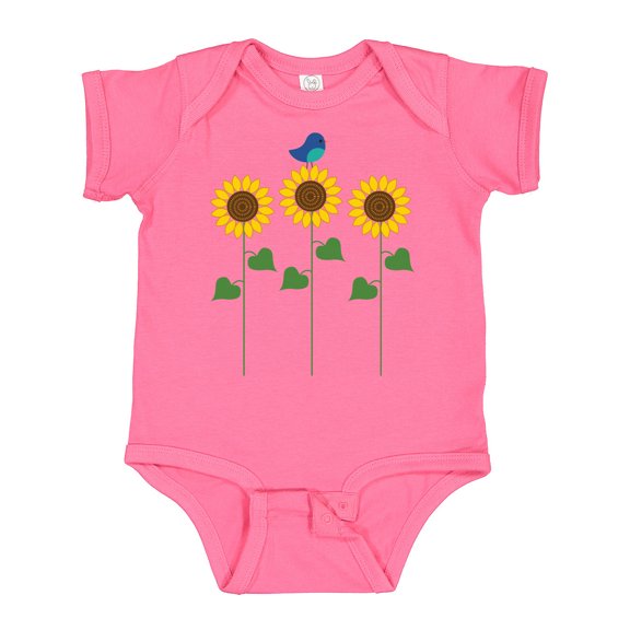 Inktastic Sunflower Garden and Bird Boys or Girls Baby Bodysuit