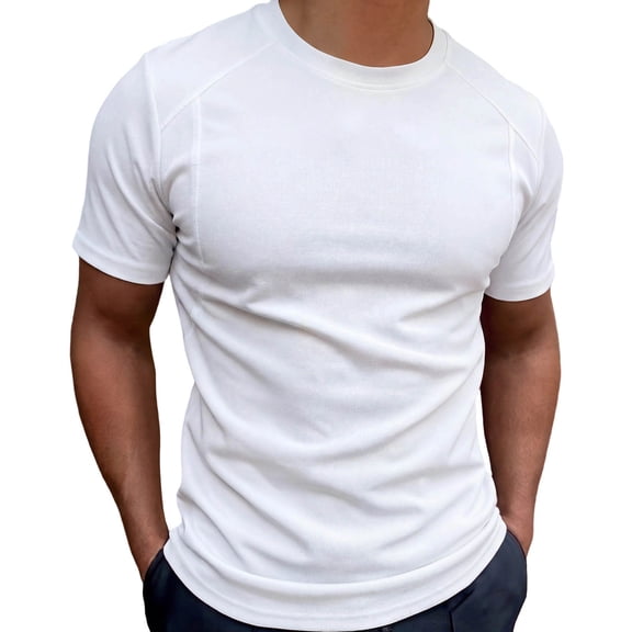YLSDY Men's Raglan Sleeve Crew Neck T-Shirts Slim Fit Solid Color Soft Short Sleeve Tees White L