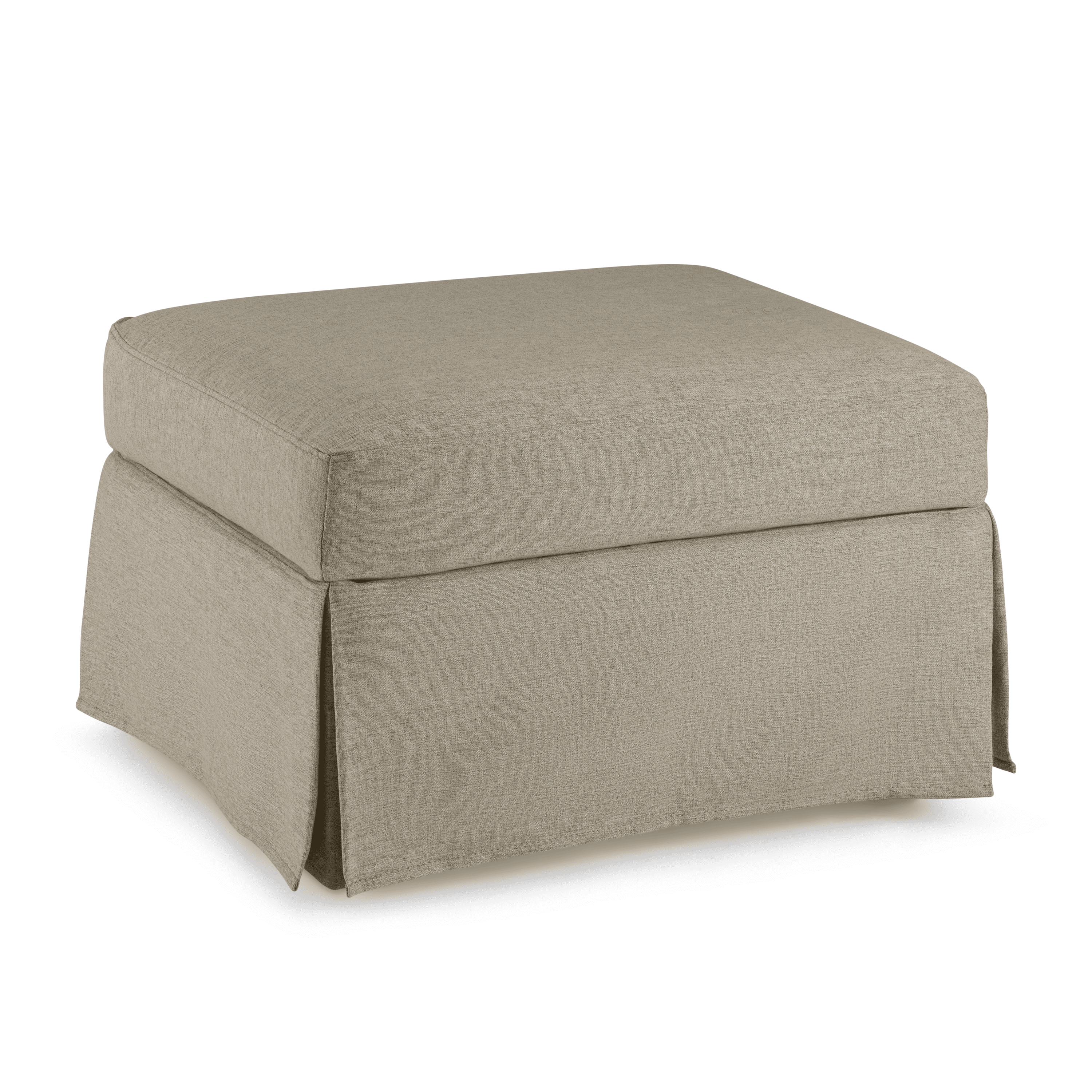 Bush Home Harper Storage Ottoman with Tray and Slipcover in Sand Basketweave Fabric