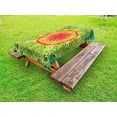 thumbnail image 1 of Ethnic Outdoor Tablecloth, Mandala Tie Dye Effect Design Flower Inspired, Decorative Washable Picnic Table Cloth, 58" X 84", Blue Red, 1 of 2