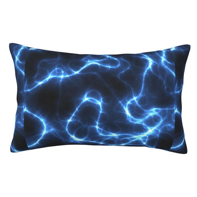 Fotbe Blue Lightning Funda de Almohada Decorativa Estilo Occidental, Lujo en Algodón, Fundas para Almohadas King, Cojín Estampado para Decoración del Hogar-16"x24"