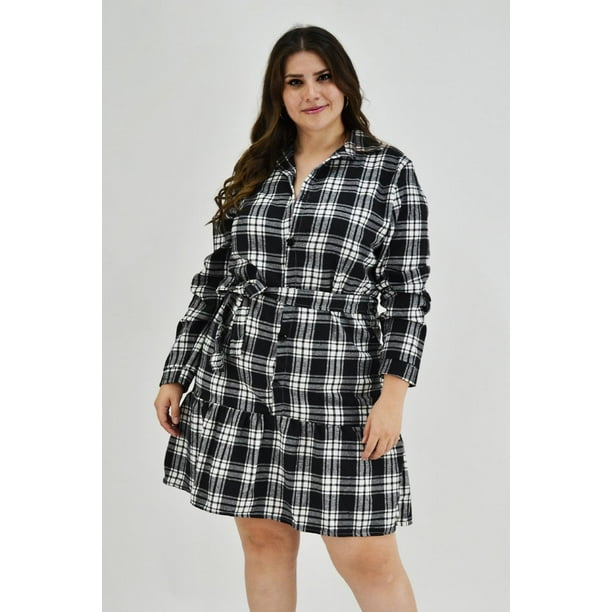Vestido cuadros Roman Fashion /Tallas Extras, 4320 (Blanco) blanco 40