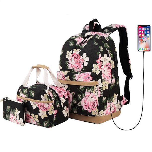 Mochila para ordenador portátil de viaje para chicas adolescentes y mujeres, mochila universitaria para niños con bolsa para el almuerzo, bolsa para lápices