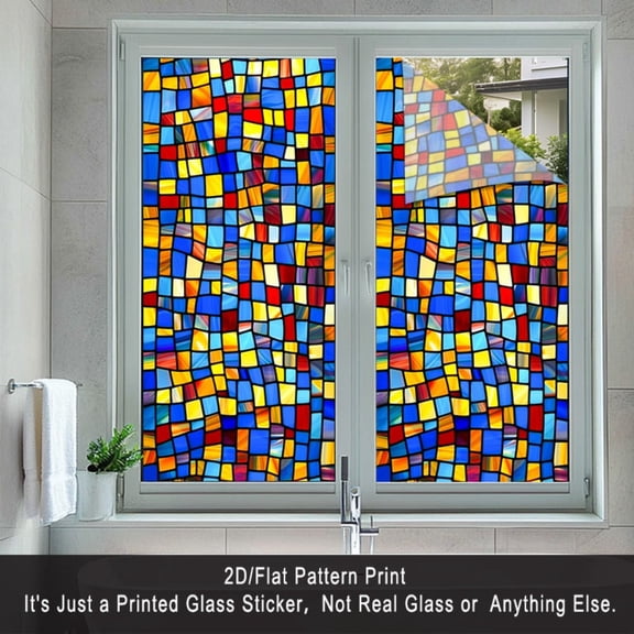 1 piece, fashionable and simple style decorative window film and window sticker, 2D flat geometric rhombus pattern window sticker, PVC electrostatic adsorption decorative window film, home decoration