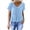 Light Blue, variant on Fnooota Women's V Neck T-shirts, Pleated Front Short Sleeve Fitted Hem Casual Summer Tops Beige Size S-3XL