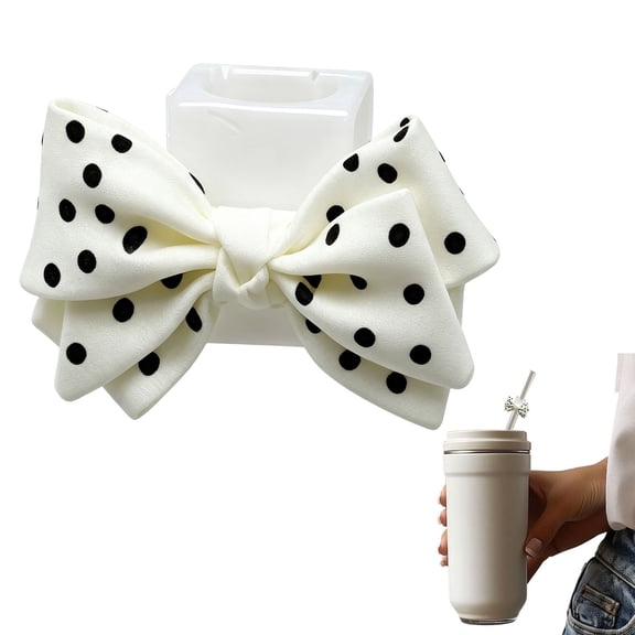 Bow Straw Covers Cap Toppers Compatible with Tumbler Cups,0.31 inch Silicone Straw Topper,Reusable Cute Silicone StrawTips Lids Protectors for DrinkingStraw,Straw Accessories (White)
