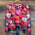 thumbnail image 1 of Qiopertar Mode de la Saint-Valentin Chandail en Molleton Décontracté à Manches Longues Col Rond Imprimé pour Femmes Offres de la Semaine Liquidation à Moins de 5$ Économie jusqu'à 90 % de Réduction, 1 of 4