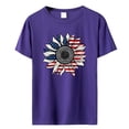 thumbnail image 3 of Levmjia Women's T-Shirt, American Flag Sunflower Print Round Neck Short Sleeve Patriotic Top, Vintage USA Summer Casual Loose Fit Graphic Tee for Ladies, 3 of 3