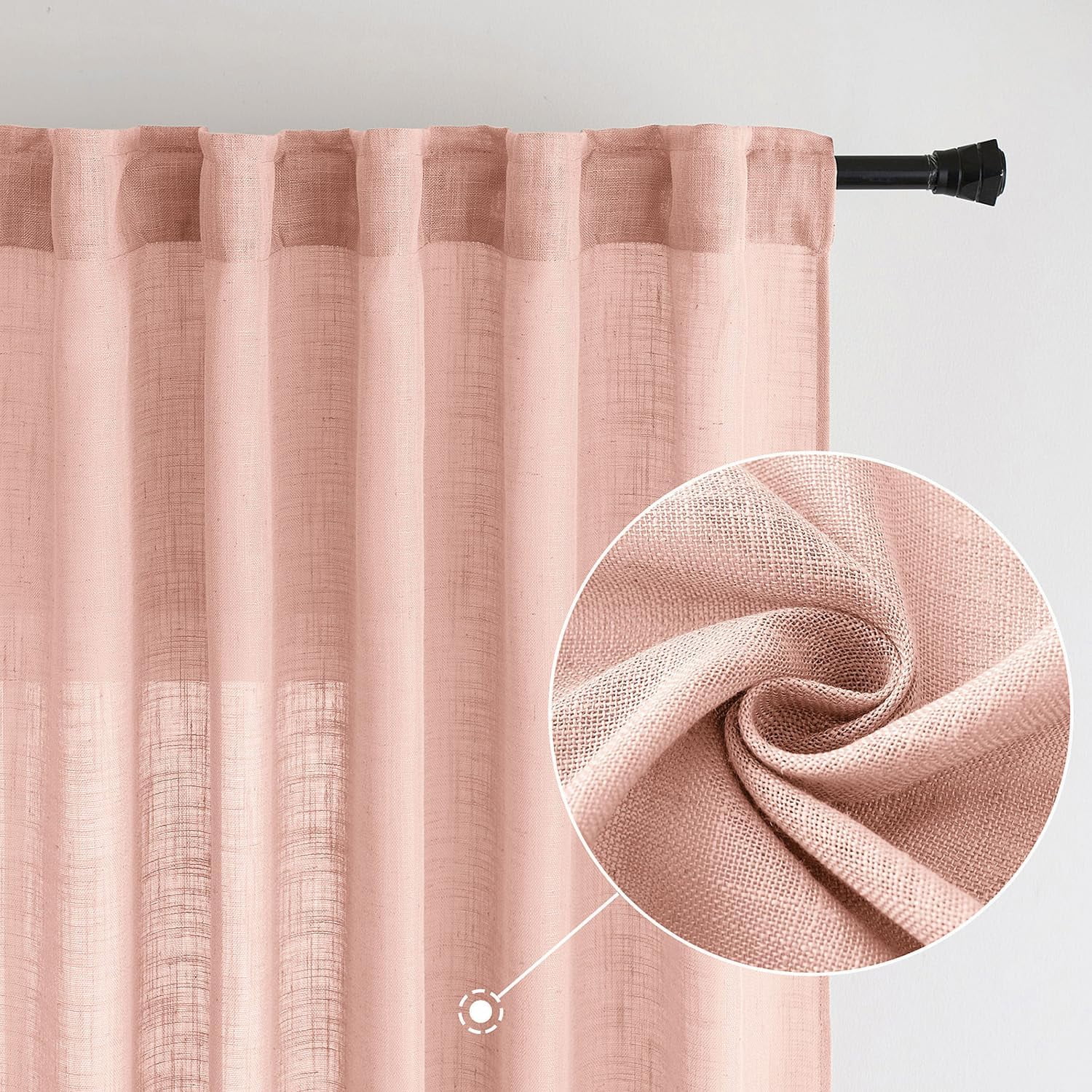 Linen Curtains 84 Inch Length 2 Panels for Bedroom Living Room, Soft Thick Linen Textured Back Tab Window Drapes Semi Sheer Light Filtering Rod Pocket Modern Farmhouse Decor