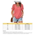 thumbnail image 5 of Camiseta de manga soplada para mujer, blusa de manga corta con cuello en V, informal, holgada, de Color puro, para citas, 5 of 5