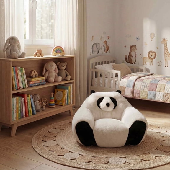 FFH Bean Bag Chair, Panda-Shaped Lazy Sofa Chair for Teens and Adults, Faux Fur, Suitable for Bedroom, Living Room, Playroom