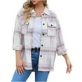 thumbnail image 1 of Yuyuzo Plaid Flannel Shirts for Women Oversized Long Sleeve Shacket Jacket Button down Blouse Tops, 1 of 7
