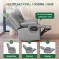 thumbnail image 4 of LAZZO Recliner Chair with Adjustable Armrest and Headrest, Upholstered Swivel Rocking Chair for Nursery & Living Room, Gray, 4 of 10