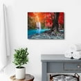 thumbnail image 3 of Fall Mountain Waterfall Wall Art Nature Forest Canvas Picture for Bathroom Bedroom Red Tree Park Landscape Living Room Wall Deco Fall Painting Framed Artwork Kitchen Dinner Room Home Decoration 12x16”, 3 of 6