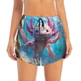 thumbnail image 2 of Gukieu Cute Underwater Axolotl Print Women's Sports Shorts with Drawstring Elastic Waistband for Running, Yoga, Fitness-Large, 2 of 7