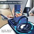 thumbnail image 3 of Magnetic Case for Samsung Galaxy Z Fold 5 Case with Kickstand & Ring Holder, [Compatible with MagSafe Charging] Slim Ultra PC Back Scratch-Resistant Military Grade Shockproof Case, Blue, 3 of 7