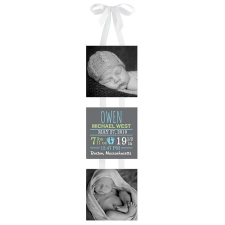 Personalized Baby Canvas - Personalized Baby Photo and Information Hanging Canvas, Available in Boy or Girl