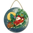 thumbnail image 1 of Eveokoki 11" Christmas Sign, Merry Xmas Decorations Wreath Sign for Wall&Door,Round Wood Hanging Sign, 1 of 5
