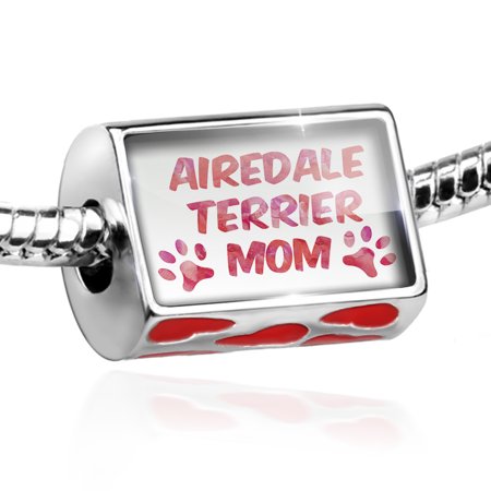 Airedale Dog Charm - Bead Dog & Cat Mom Airedale Terrier Charm Fits All European Bracelets