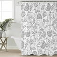 thumbnail image 2 of Extra Long Shower Curtain 72x84 Inch, Grey Farmhouse Shower Curtain Waterproof Bathroom Decor Floral Floral Plant Leaf Vintage Spring Fabric Bath Curtain Set Accessories with Hooks, 2 of 6
