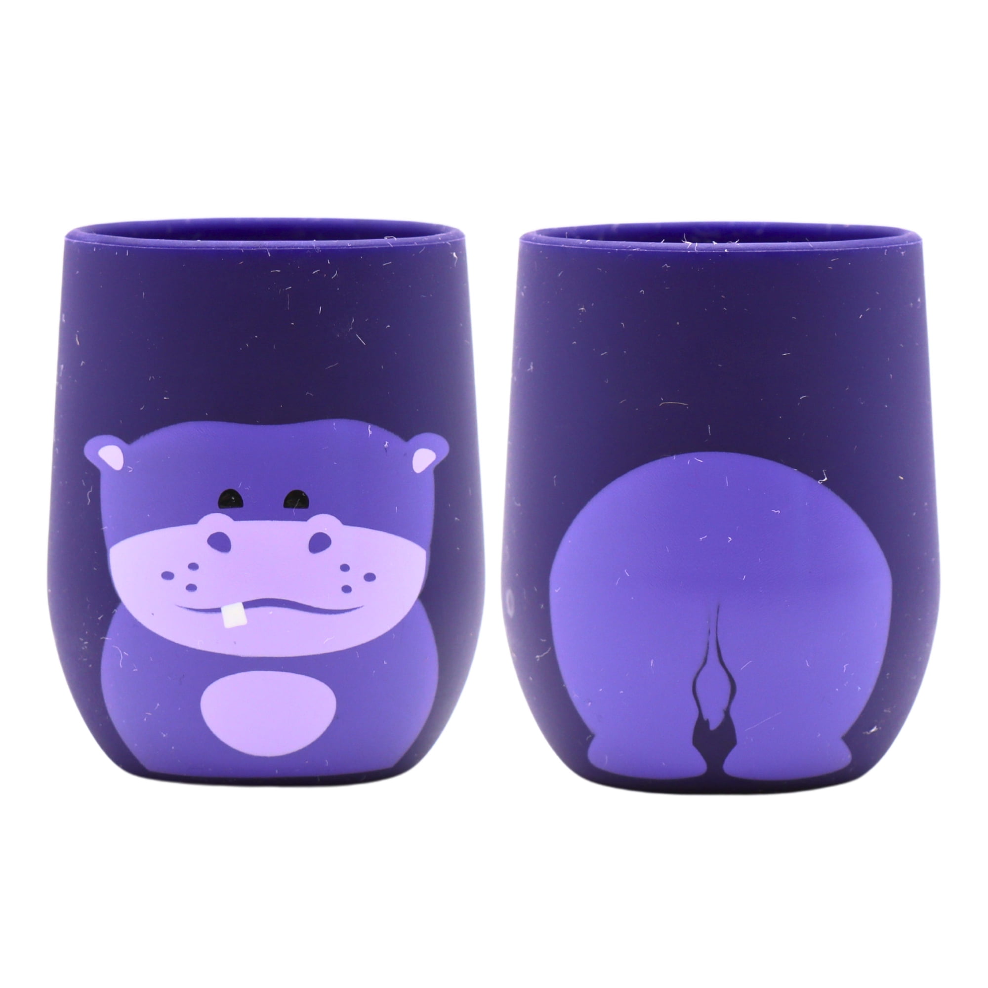 Silly Goose Silicone Training Cup, Cute Hippo Design, Open Top Cup for Babies and Toddlers, Easy to Grip for Tiny Hands, Dishwasher Friendly