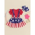 thumbnail image 5 of Hirigin 4th of July Baby Girl Outfits 0 3 6 12 18 24 Months Ruffle Sleeve Romper Star Stripe Suspender Skirt Overalls Dress, 5 of 8