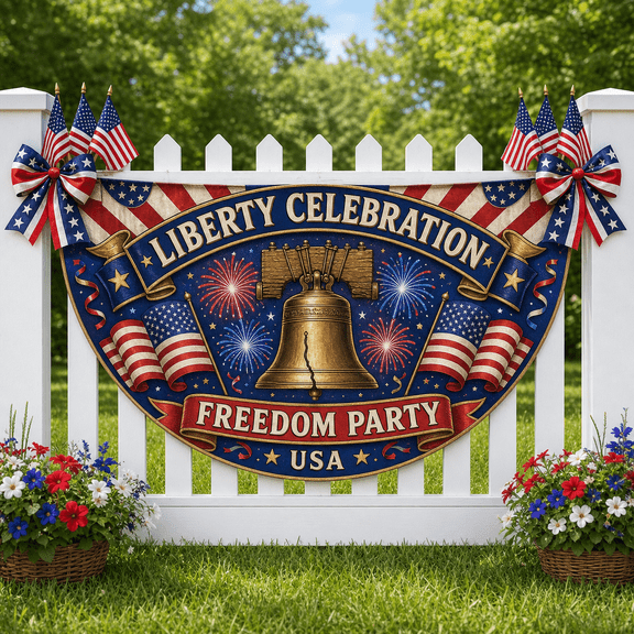 Liberty Celebration Semicircle Flag Patriotic Hanging Decor for Freedom Party