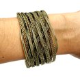 thumbnail image 2 of Vintage Antique Golden Textured Woven Braid Arm Band Wide Wrist Open Cuff Bangle Adjustable Bracelet – Bangle-007G, 2 of 4